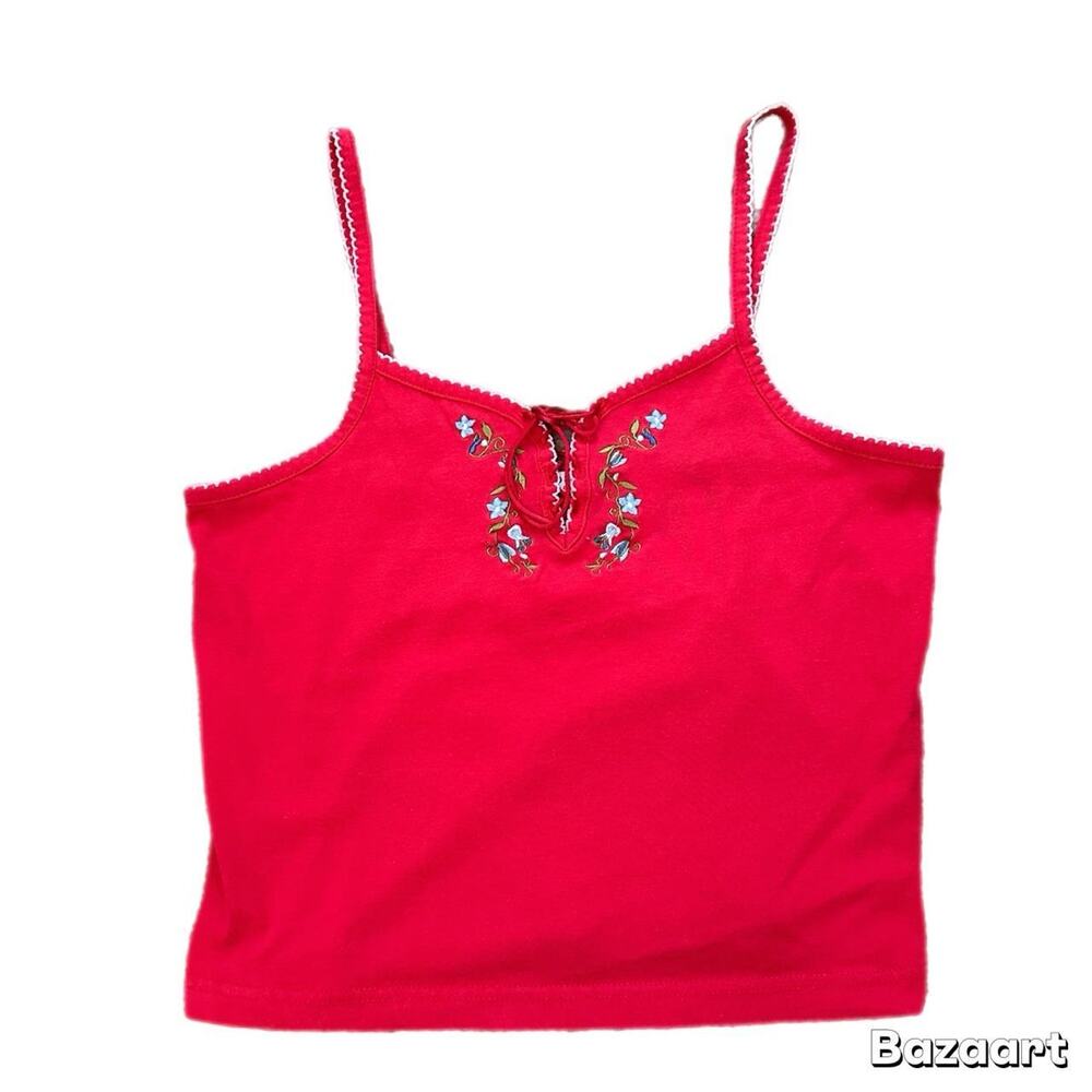 Y2k floral red rank top